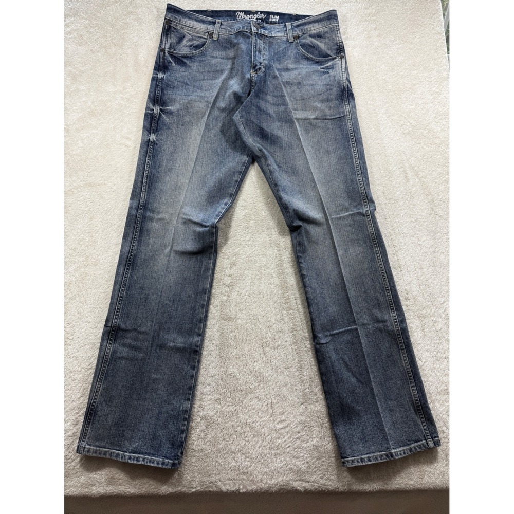 Wrangler Mens Retro Slim Boot 77MWZGL Blue Denim‎ Jeans 36x36 Meas: 37x36